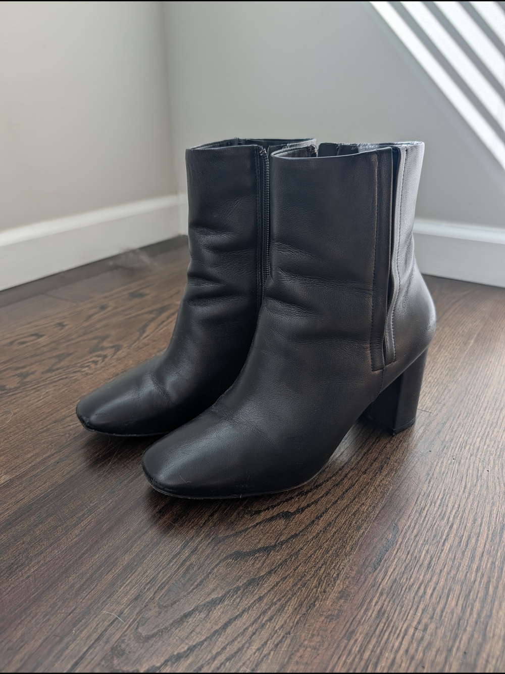 Cole Haan Women's Black Leather Block Heel Ankle Boots